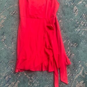 Red Wrap with Ruffle Detail